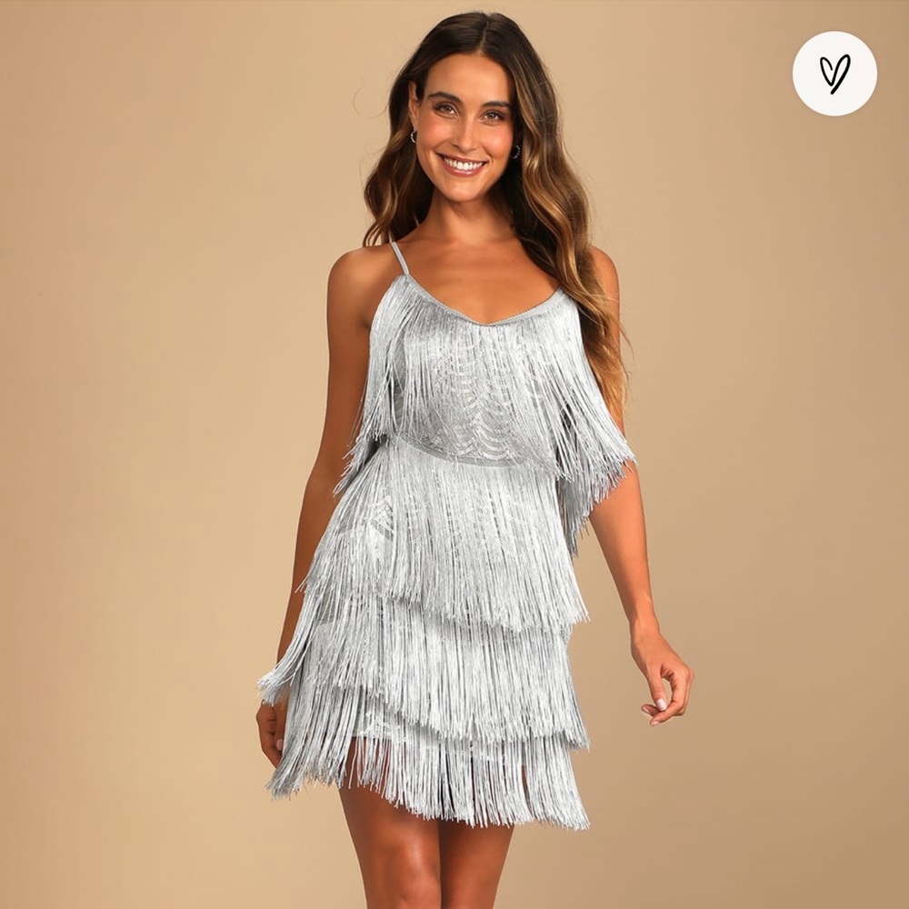 NWT Lulus Get in the Groove Sequin Fringe Dress